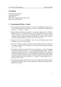 Coordinate 1 Esercitazioni di Fisica