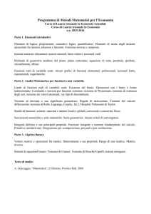 Programma di Metodi Matematici per l`Economia a.a. 2016-2017
