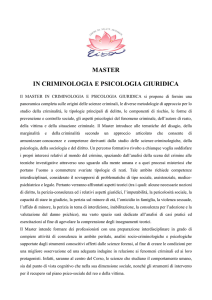 Master in Criminologia e psicologia giuridica