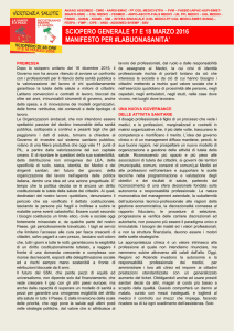 SCIOPERO GENERALE 17 E 18 MARZO 2016 MANIFESTO PER