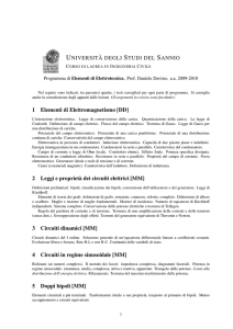 1 Elementi di Elettromagnetismo [DD] 2 Leggi e propriet`a dei circuiti