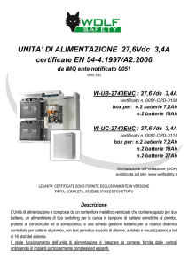 UNITA` DI ALIMENTAZIONE 27,6Vdc 3,4A certificate EN 54