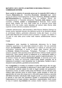 MATURITA` 2015: USCITE LE MATERIE DI SECONDA PROVA E I