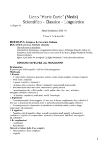 Liceo “Marie Curie” (Meda) Scientifico – Classico – Linguistico