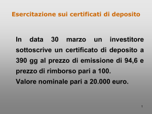 ESERCITAZIONE SUI DEPOSITI A RISPARMIO
