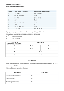 GRUPPI SANGUIGNI Se il tuo gruppo sanguigno è