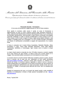 corso di formazione e aggiornamento on line di Fisica moderna