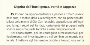 Dignità dell`intelligenza, verità e saggezza