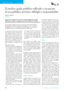 Il medico quale pubblico ufficiale o incaricato di un pubblico servizio