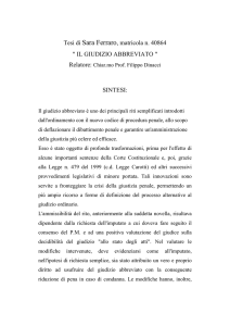 Tesi di Sara Ferraro, matricola n. 40864 " IL GIUDIZIO ABBREVIATO