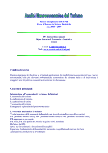 Programma Economia del Turismo per Scienze Turistiche