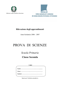 prova invalsi 2006 – 2007 scienze scuola elementare classe seconda