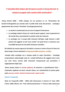 "L`attualità della lettura dei fenomeni sociali in Georg Simmel: le