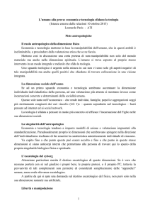 1 L`umano alla prova: economia e tecnologia sfidano la teologia