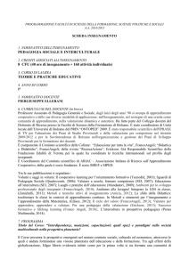 PEDAGOGIA SOCIALE E INTERCULTURALE 8 CFU (40 ore di