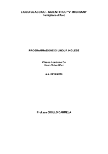 Inglese I Ds - Liceo Classico Scientifico Statale VITTORIO IMBRIANI