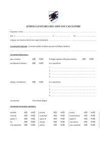 SCHEDA SANITARIA DEL GIOVANE CALCIATORE