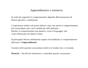 Apprendimento e memoria - Facoltà di Medicina e Psicologia