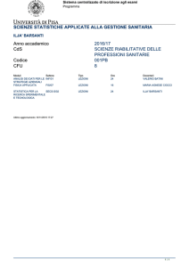 SCIENZE STATISTICHE APPLICATE ALLA GESTIONE SANITARIA