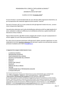 PROMEMORIA PER IL CORSO DI “DISTILLAZIONE ALCHEMICA”1