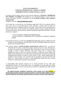Corso di Laurea Magistrale in “STATISTICA E INFORMATICA PER L