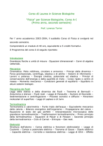 Corso dI Laurea in Scienze Biologiche "Fisica" per Scienze