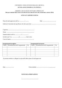 BICOCCA SCUOLA DI ECONOMIA E STATISTICA