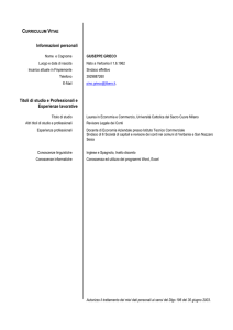 Informazioni personali Titoli di studio e Professionali e Esperienze