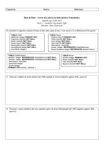 Basi di Dati – Corso di Laurea in Informatica Umanistica