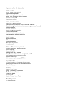 Programma svolto – 1A – Matematica Insiemi numerici. Numeri