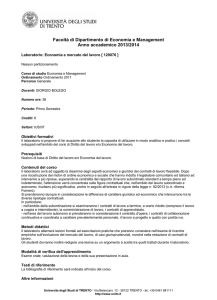 Facoltà di Dipartimento di Economia e Management Anno