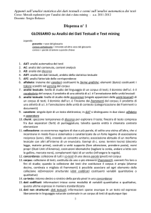 Dispensa n° 1 GLOSSARIO su Analisi dei Dati Testuali e