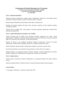 Programma di Metodi Matematici per l`Economia