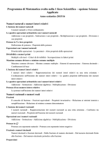 Programma di Matematica svolto nella 1 liceo Scientifico – opzione