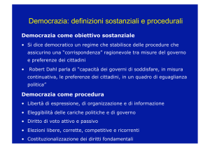 Democrazia: definizioni sostanziali e procedurali