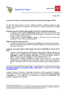 l`ncidenza di povertà relativa delle famiglie nel