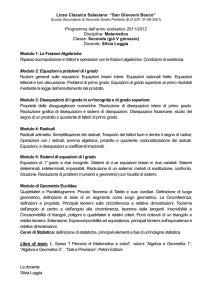 Programma dell`anno scolastico 2011/2012 Disciplina: Matematica