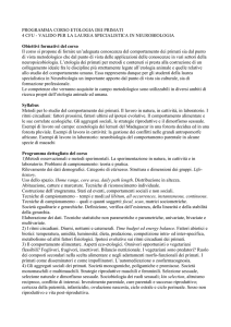 PROGRAMMA CORSO ETOLOGIA DEI PRIMATI 4 CFU