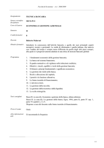 TECNICA BANCARIA SECS-P/11 ECONOMIA E GESTIONE