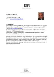 Prof. Franco BRUNI Telefono:+39. 02863313206 Email: ispi