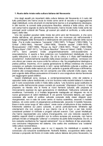 1. Ruolo delle riviste nella cultura italiana del Novecento Uno degli