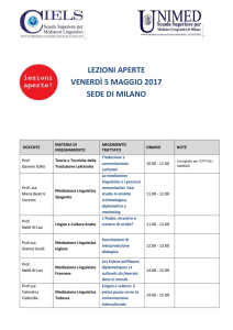 LEZIONI APERTE VENERDÌ 5 MAGGIO 2017 SEDE DI MILANO