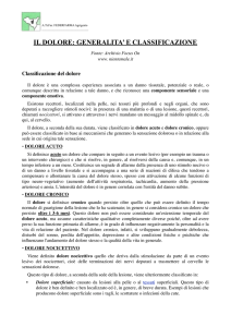 Generalità e Classificazione del dolore