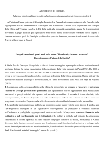 Relazione sintetica del lavoro svolto nel primo anno di preparazione