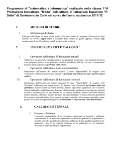 Programma di "matematica e informatica" realizzato nella classe 1