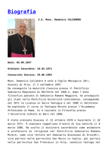 Biografia - Diocesi di Brindisi