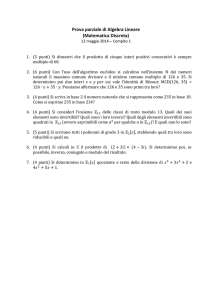 Prova parziale di Algebra Lineare (Matematica Discreta)