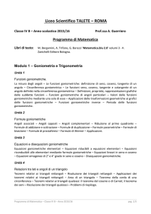 Programma di Matematica - Liceo Scientifico Talete