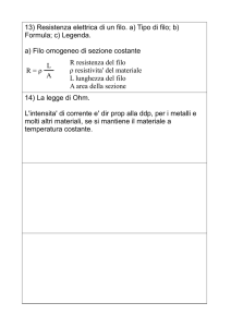 14) La legge di Ohm. L`intensita` di corrente e` dir prop alla ddp, per i