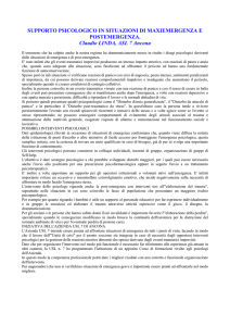 supporto psicologico in situazioni di maxiemergenza e postemergenza